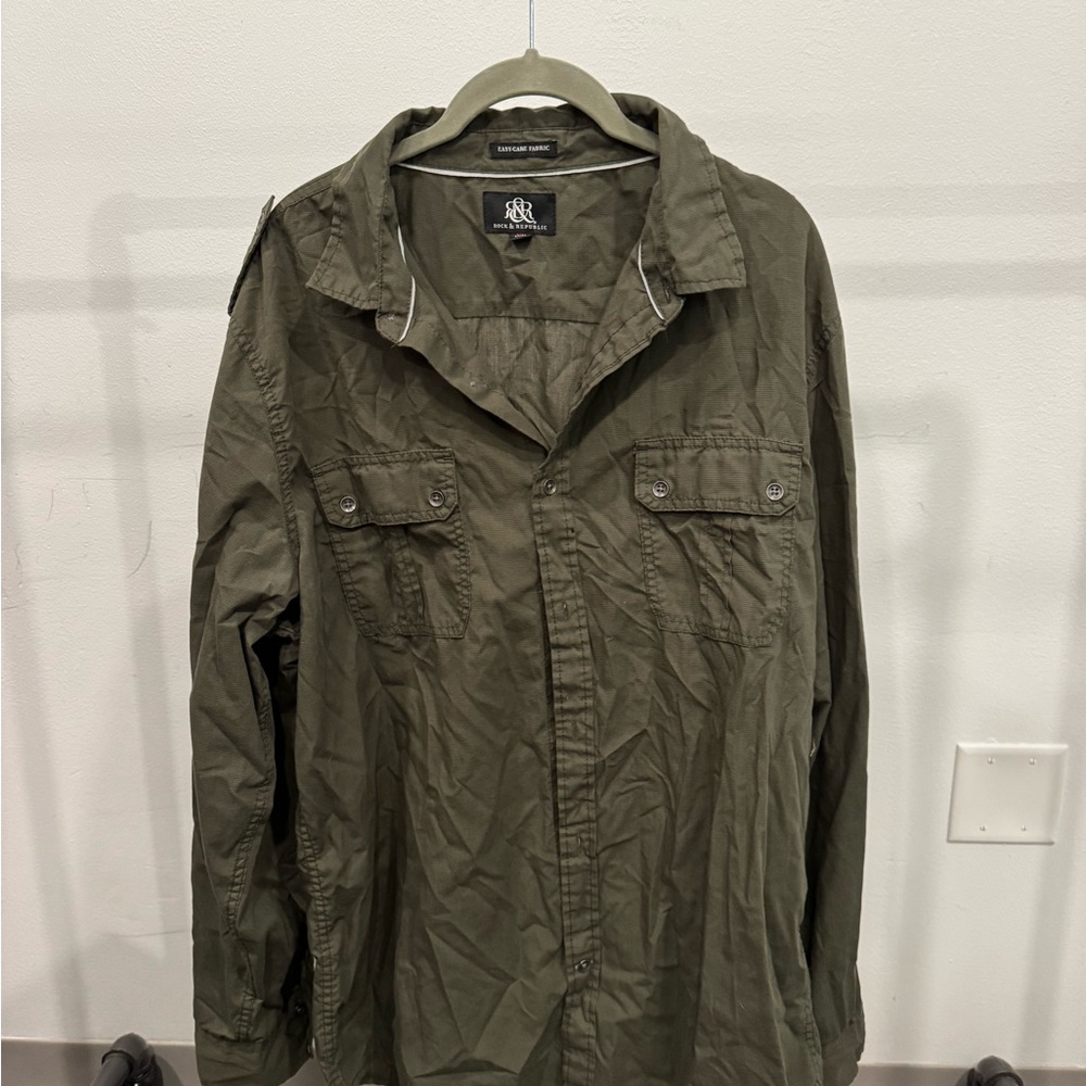 Lightweight Olive Green Button Down Shirt
